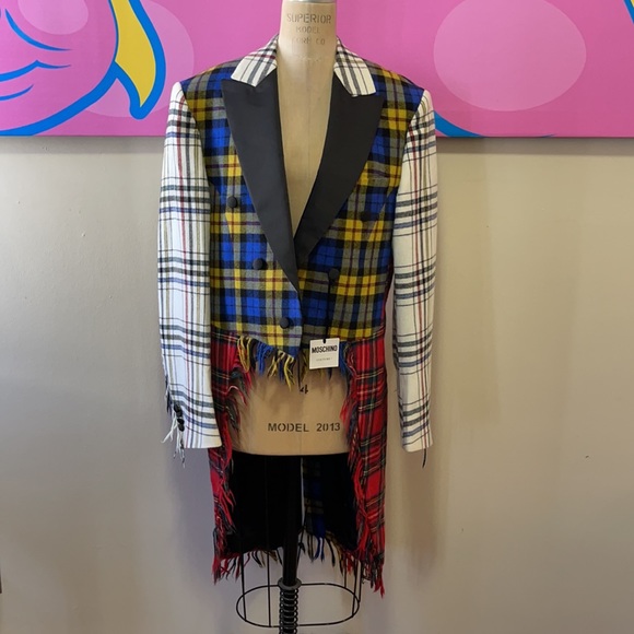Moschino Couture Men's Plaid Wool Tuxedo Jacket NWT - Picture 2 of 16